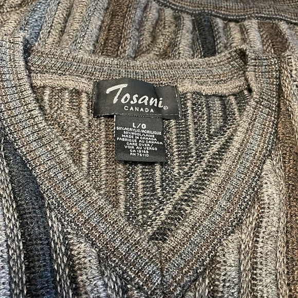 Tosani Vibtage 3D Knit Coogie Style V-Neck Geometric Sweater Men’s Large - Picture 1 of 9
